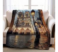 Plaid Polaire Architecture des scènes de Rue de Paris 180 x 220 cm Couverture Légère Douce et Confortable pour Lit, Canapé et Loisirs
