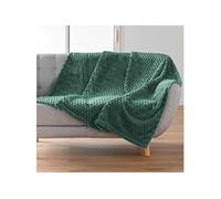 Douceur d'Intérieur – Plaid flanelle en relief Mini Frosty 125 x 150 cm Vert Cèdre