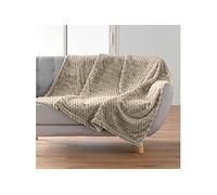 Douceur d'Intérieur – Plaid Mini Frosty – Flanelle en relief 125 x 150 cm – Taupe