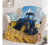 Plaid Polaire Couverture Flanelle Tracteur Agricole Rural - Jeté de Canapé Polaire - Couverture lit 1 Personnes Epaisse Douce Et Chaude - Plaid Haute Qualité, 100 x 130 cm Bleu Ciel
