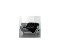 Douceur d'Intérieur Plaid doux Flanou Flanelle unie 180 x 220 cm Noir