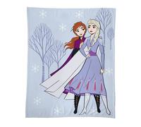 CTI Disney Frozen 2 Sisters Grand Plaid Polaire Enfant Extra Doux 125x150 cm | 100% Polyester | Oeko-TEX | Imprimé Fille Reine des Neiges Anna Elsa | Bleu