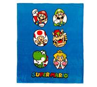 Plaid polaire extra doux imprimé - SUPER MARIO PLAYERS - Bleu - 125x150cm