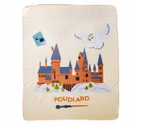 Plaid Polaire Imprimé 100% Polyester, Harry Potter Hedwige School Beige 110X140