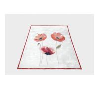 Soleil d'ocre 512226 Coquelicot Plaid Polaire imprimé/Sherpa Polyester Blanc 130 x 150 x 1 cm