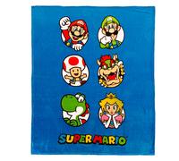 Plaid Polaire Imprimé, Super Mario Players Bleu 125X150