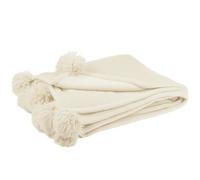 Plaid pompon polyester crème - J-line - Beige - Polyester Beige G
