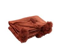 Plaid Pompon Polyester Marsala 130x170
