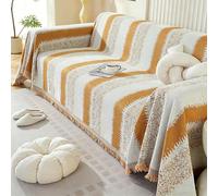 Plaid pour canapé Grand 1/2/3/4 Places, Couverture Douce réversible Polyvalente pour canapé, Couverture légère décorative pour Chaise, canapé-lit,Marron,180 * 400cm