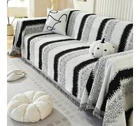 Plaid pour canapé Grand 1/2/3/4 Places, Couverture Douce réversible Polyvalente pour canapé, Couverture légère décorative pour Chaise, canapé-lit,Noir,180 * 280cm