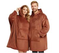 Plaid Pull pour Homme et Femme - Taille Unique 118 x 85 cm - Couverture avec Manche Longue, Capuche et Poche - Coloris Terracotta