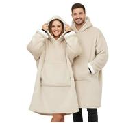Plaid Pull Sweat à Manche et Capuche avec Poche - Taille Unique 118 x 85 cm Adulte Homme et Femme - Intérieur Sherpa - Coloris