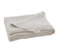 Plaid réversible 125x180 cm JAIPUR en 100% coton beige craie