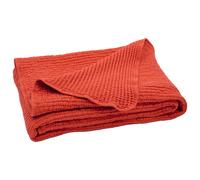 Plaid réversible 125x180 cm JAIPUR en 100% coton rouge terracotta