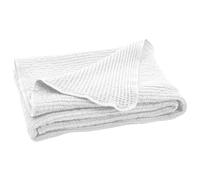 Plaid réversible 125x180 cm JAIPUR en 100% coton stone-washed blanc
