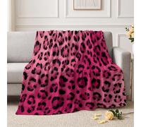 Plaid Rose Motif Léopard 130x150 cm Flanelle Plaid Canape | Lavable en Machine Moderne Tendance Plaid Doux Idéal pour Fauteuil Lit Chambre D'Étudiant Ou Maison