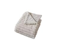 Plaid SELA imitiation fourrure côtélée et flanelle - 150 x 125 cm - Beige