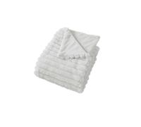 Plaid SELA imitiation fourrure côtélée et flanelle - 150 x 125 cm - Blanc