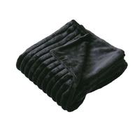 Plaid SELA imitiation fourrure côtélée et flanelle - 150 x 125 cm - Noir