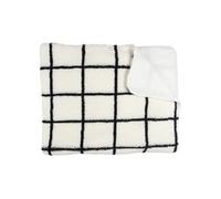 Plaid Sherpa 130x160cm Blanc à Carreaux Noirs - SHELLY -