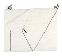 Plaid Sherpa 130x160cm Blanc Motif Géométrique Tressé Noir - FARYA - ALTOBUY Blanc G