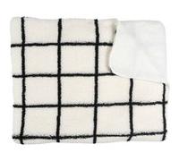 Home Deco Factory, TX0094, Plaid Sherpa Doux à Carreaux Noir et Blanc, Idéal pour Canapé ou Lit, Textile d'Intérieur Confortable et Élégant, 130x160 cm, Blanc et Noir