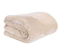 HOME DECO FACTORY - TX80261, Plaid Nid d'abeille Ultra-Doux en Sherpa, Conçu pour des Moments cocooning, Lavable à 30°, Taille XXL 180 x 220 cm, Couleur Beige
