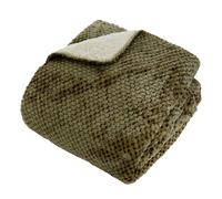Plaid Sherpa en Flanelle Lyno 130x170cm Vert Kaki