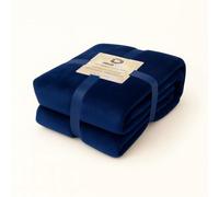 Plaid Sherpa Flanelle 150x200cm - 480GSM - Ultra-Doux & Chaud, Couverture Cocooning pour Canapé & Lit - Bleu Marine - Déco Arts