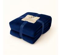 Plaid Sherpa Flanelle 200x240cm - 480GSM - Ultra-Doux & Chaud, Couverture Cocooning pour Canapé & Lit - Bleu Marine - Déco Arts