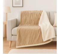 Plaid Sherpa Flanelle 200x240cm - 480GSM - Ultra-Doux & Chaud, Couverture Cocooning pour Canapé & Lit - Beige - Déco Arts