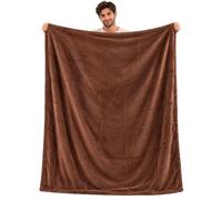 Plaid simple polaire pour canapé d'hiver doux et chaud 130 x 160 cm | Couleur marron, flanelle unie, 100 % polyester, lavage à la main à 30 °C, pour fauteuil et détente, automne