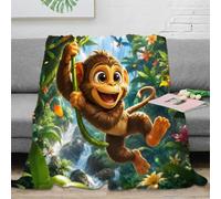 Plaid singe jungle 3D imprimé microfibre enfant canapé polaire | 40x50inchtoucher microfibre doux léger chaleur déco chambre enfant motif jungle coloré cadeau voyage entretien facile