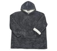 Plaid Sweat à Capuche Fausse Fourrure 85x115cm Gris Foncé