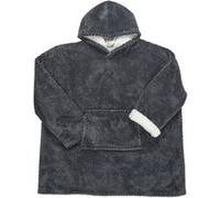 HOME DECO FACTORY - TX0071 Sweat Plaid Fausse Fourrure - Manches et Capuche - Conçu pour Détente à Domicile ou en Extérieur - Taille Unique - Couleur Gris Foncé