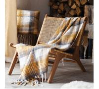 Plaid tartan Ecossais - Effet mohair Jaune Ocre 127x152 cm