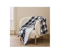 Douceur d'Intérieur – Plaid Tartan & Sherpa 125x150 cm – Gris anthracite