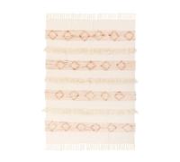 Plaid Tissé à la Main "Bohist" 130x170cm Rose & Crème