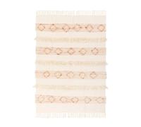 Plaid Tissé à la Main Bohist 130x170cm Rose & Crème