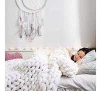 Plaid Tricot Grosse Maille, Super Épais Confortable Chaud Couverture Chenille, Fait Main Laine Couverture Tricotée, Mode Couverture de Canapé Tapis de Yoga Tapis Décoration de Maison Cadeau (Color :
