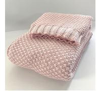 Plaid Tricot Point de Riz Rose Rose, 130x160 cm