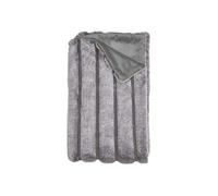 Plaid Ultra Doux 120x150cm Texturé Imitation Fourrure Gris - LORIS -
