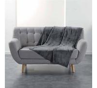 Douceur d'Intérieur, Plaid Doux (125 x 150 cm) Flanou Gris, Flanelle Unie