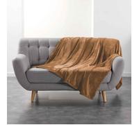 Plaid Uni en Flanelle ""Flanou"" 180x220cm Camel