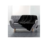 Plaid Uni en Flanelle "Flanou" 180x220cm Noir