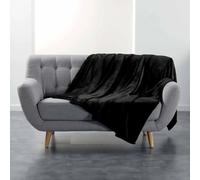 Plaid Uni en Flanelle Flanou 180x220cm Noir