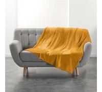 Plaid Uni en Flanelle "Flanou" 180x220cm Ocre Jaune G