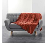 Plaid Uni en Flanelle ""Flanou"" 180x220cm Terracotta