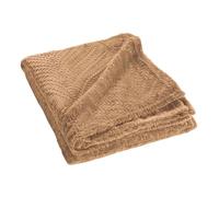 Douceur d'Intérieur Plaid doux Nelia flanelle relief unie 125 x 150 cm Camel