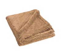 Douceur d'Intérieur, Plaid Doux (125 x 150 cm) Nelia Camel, Flanelle Relief Unie